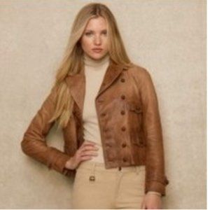 Ralph Lauren Brown Leather Jacket Blue Label